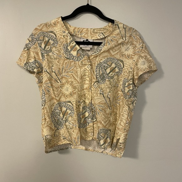 Hilo Hattie Tops - Vintage Hilo Hattie Beige Hawaiian Shirt Women's Small Aloha Tropical Luau